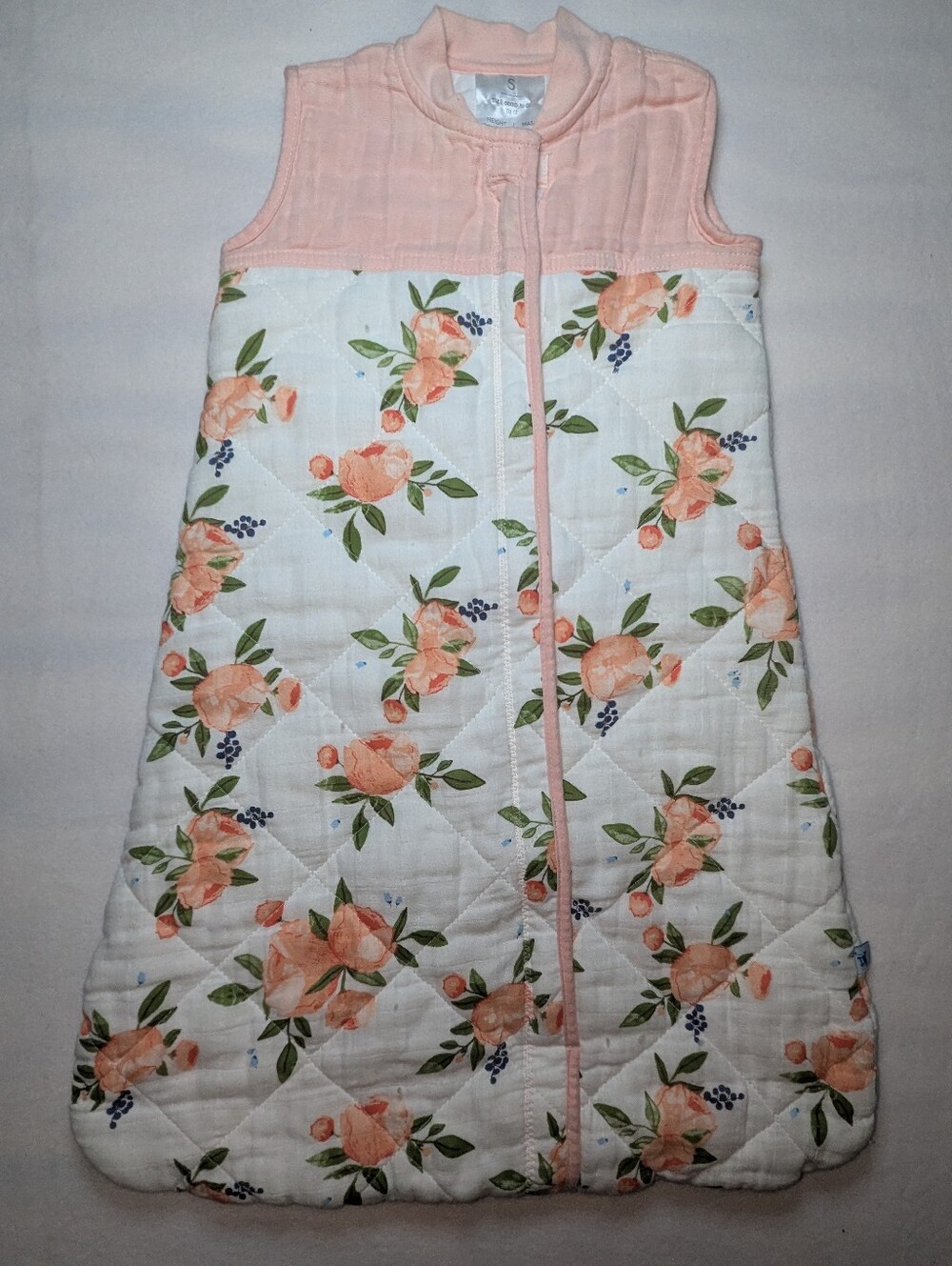 Little Unicorn Watercolor Rose Muslin Cotton Zipup Sleepsack 0-6 Months #461